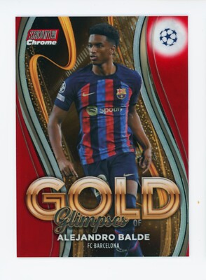 2022-23 Alejandro Balde Topps Stadium Club Chrome Glimpses of Gold Red Card 4/5