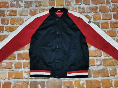 Tommy Hilfiger Vintage Baseball Veste Bomber Rouge Bleu Blanc Taille:XL Tip Top - Photo 1/4