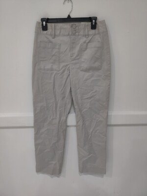 SOILED INC Women Patch Pockets High Rise Straight Leg Pants Beige Sz 4 $70 2A084