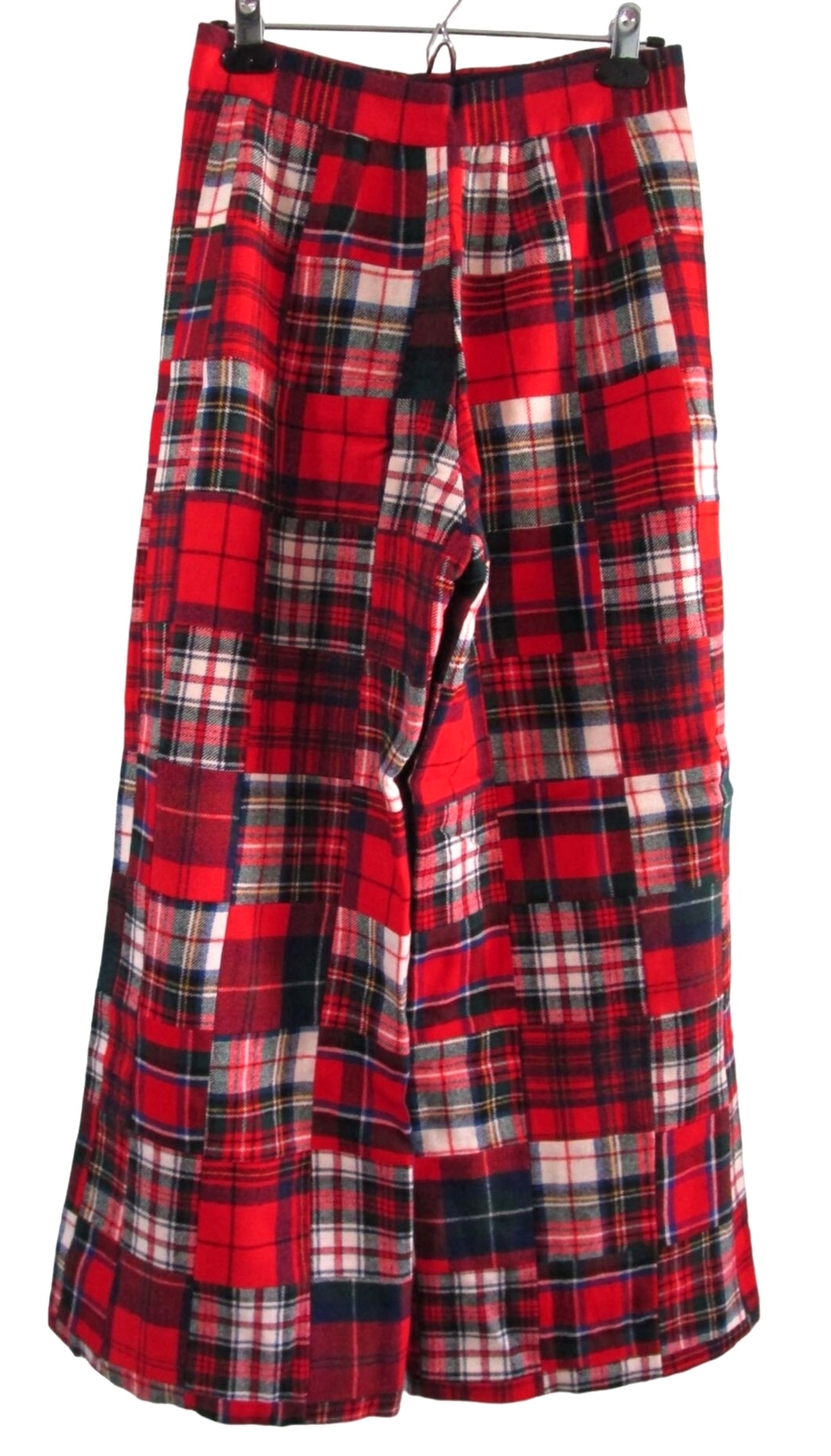 Wool Plaid Patchwork Flare Pants Lined No Tag Vin… - image 4