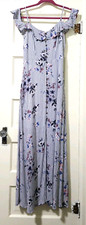 FLASH SALE Maurices SMALL LONG BOHO Peasant Dress Blue Striped Floral Flutter Sl