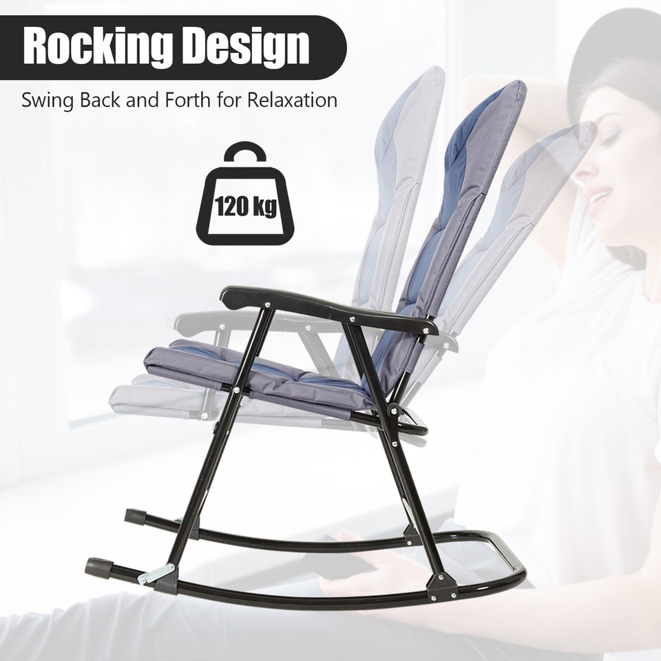 Coffee Rocking Chair 3PC Folding Rocking Chairs Glass Coffee Table Set Outdoor Patio ...