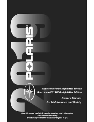 Polaris Owners Manual Book 2019 Sportsman XP 1000 High Lifter Edition
