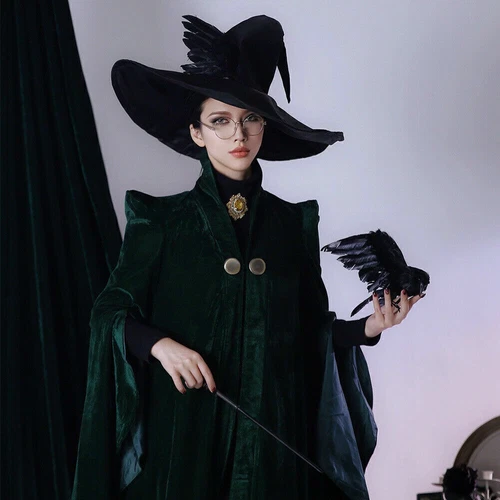 Adult Women Cosplay Minerva McGonagall Forever Costume Party Halloween Suit New - Picture 12 of 16