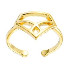 Women's Ring Gold Plated 18 Karat 750 Gold Diamond Adjustable Size O6033D