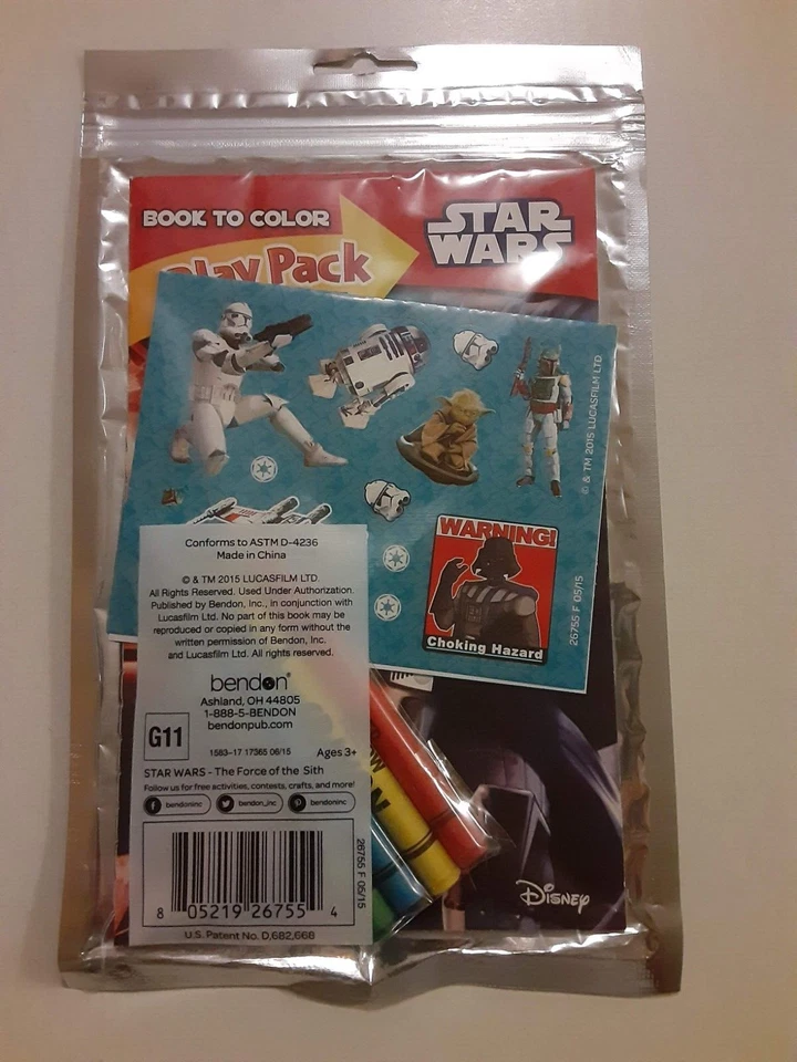 Star Wars Grab & Go Play Pack - DARTH VADER - Pegatinas/Crayones/Libro a Colores COMO NUEVO Foto 2 de 2