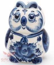 Gzhel porcelain figurine Owl from Winnie the Pooh Сова Russian handmade