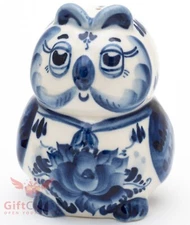 Gzhel porcelain figurine Owl from Winnie the Pooh Сова Russian handmade