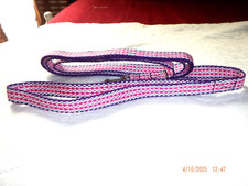 PET LEASH 6 FT  COLLAR SM 10-13 SIZE HAND WOVEN PINK, WHITE, PURPLE, 5/8" WIDE