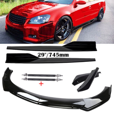 Front Bumper Rear Lip Spoiler Side Skirt For Nissan Altima SE-R Gloss Black