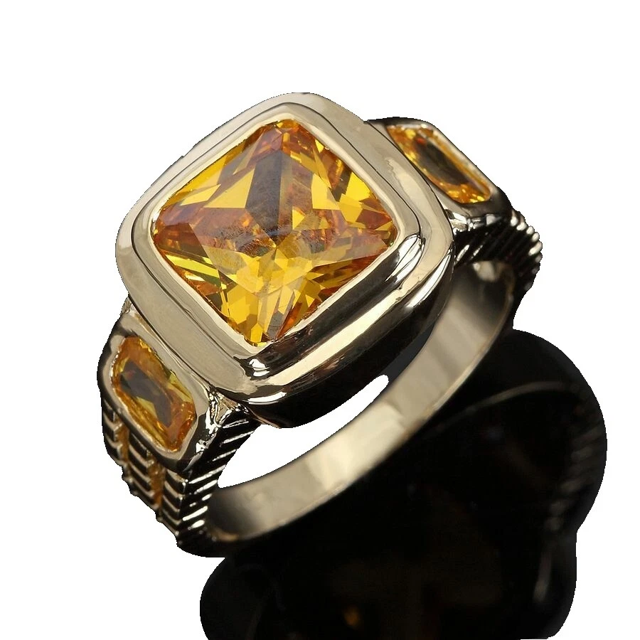 Banda de Topacio Anillos de Moda enchapado en oro Amarillo