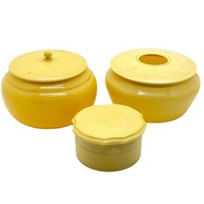 Vanity Set Vintage Pyralin Du Barry FRENCH IVORY / Celluloid 3 Pcs Hair Reciever