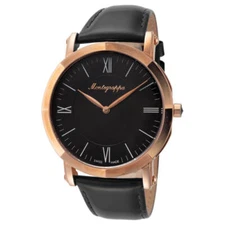 Montegrappa Men's NeroUno Slim Leather Swiss Made Quartz 40mm Watch IDNMWARC