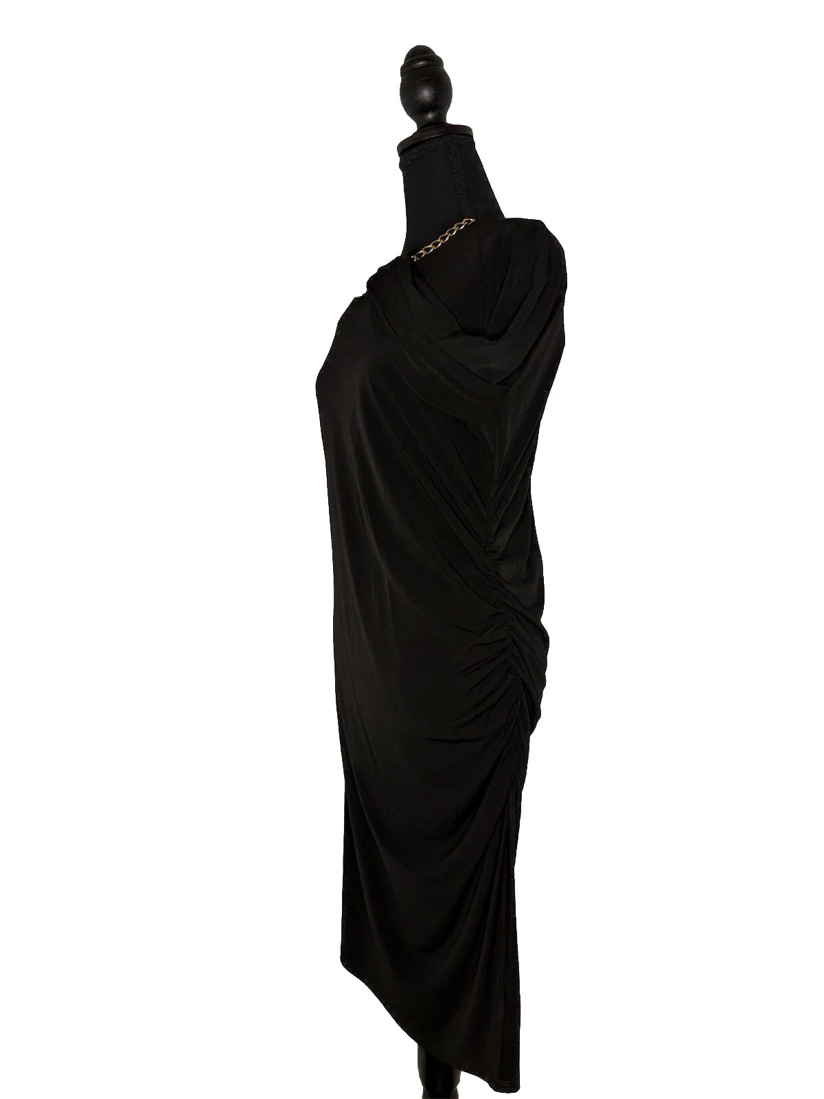 Abito Michael Kors nero manica lunga lunghezza ginocchio tg XL accessorio catena oro nuovo con etichetta