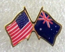 US and Australia crossed flags lapel pin, made in USA
