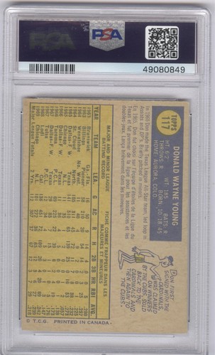 1970 O-Pee-Chee #117 Don Young PSA 6 - Picture 2 of 2