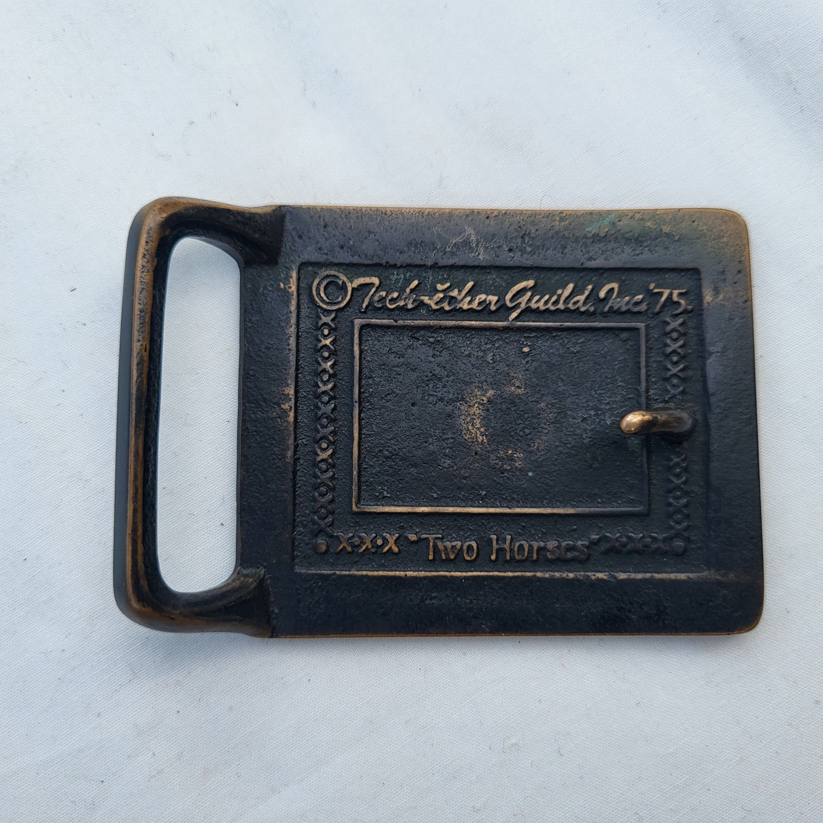 Tech Ether 1970s "Two Horses" Solid Brass Vintage… - image 2