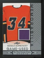 MIIKKA KIPRUSOFF 2024 Leaf In The Game Used Sports Memorabilia Silver Relic Card