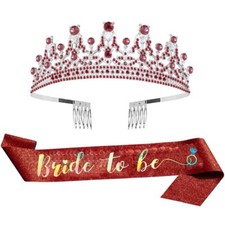 Tiara for Engagement Party Bride to Be Sash and Crown Set for Women Girls Bri...