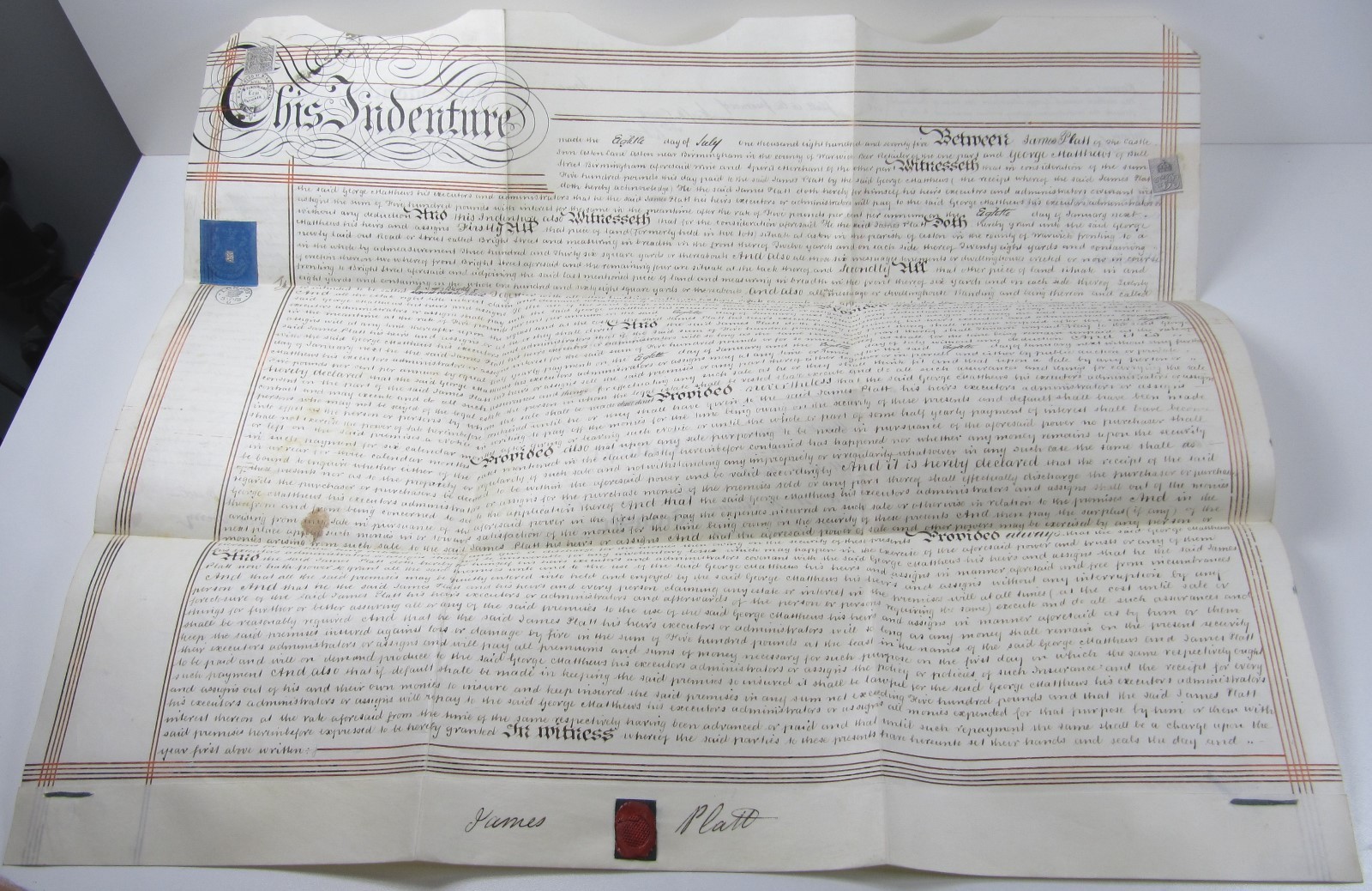 Original English VELLUM Land Mortgage Indenture Birmingham Platt