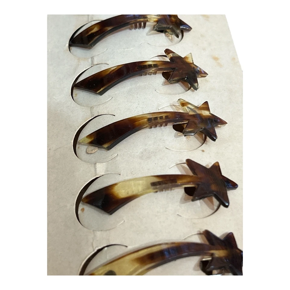 Full Card Of 6 1940's Vintage Mozartspange Celluloid Barrettes Hair Slide NOS - Image 3 of 4