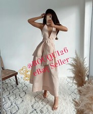 ZARA NWT MIDI DRESS VOLUMINOUS SLEEVES TIED-BELT PALE PINK XS-XL REF: 2722/564
