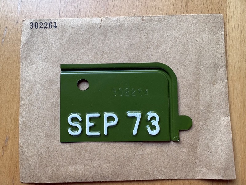 1973  California  License Plate tag - NOS - Prison Made