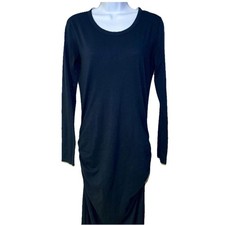 James Perse Long Sleeve Ruched Midi Dress Navy Size 3 Pullover Minimalist