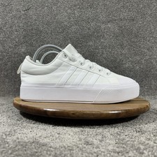 Adidas Bravada 2.0 IE2309 Women's Sz 9.5 Triple White Casual Platform Shoes Used
