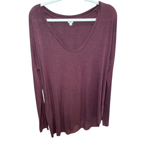 Wilfred Aritzia Women Medium Oversized Jersey Long Sleeve Knit Top Burgundy Red - Picture 2 of 7