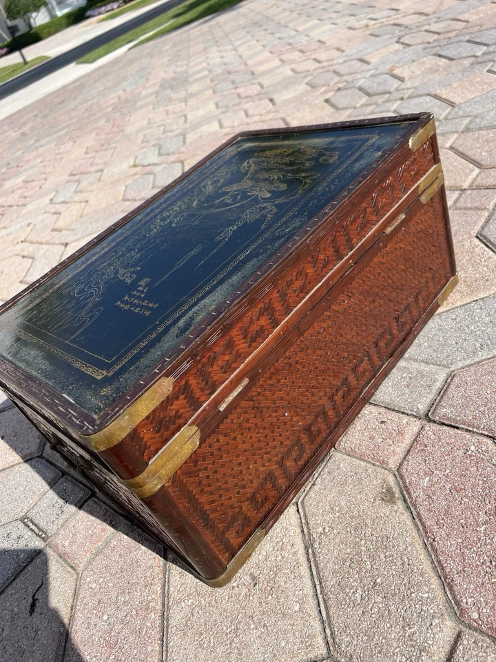 Chinoiserie Maitland Smith Hecho a Mano Bambú Cofre Excelente Estado Foto 3 de 4