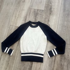 Veronica Beard NWOT Ralie Crewneck Pullover Sweater XS 32 Ivory Navy Knit