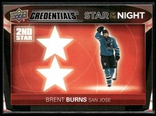 2021-22 Upper Deck Credentials #2S-8 Brent Burns Star of the Night: Second Star