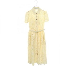 knee length dresses for ladies Self-Portrait Women's Satin Lace Maxi Dress - Yellow main image 1