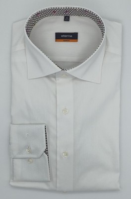 Eterna Langarm Hemd Altes Logo Slim Fit Weiß Patchung 8066-00-F157 S24N