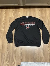 Naruto Shippuden Akatsuki Cloud Crest Crewneck Sweatshirt Black Size S