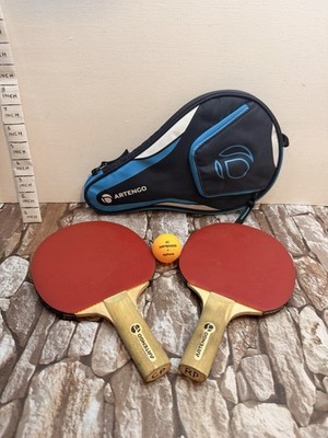 Artengo Tischtennisschläger Paar Ball und Tragetasche Tasche Vintage Portofrei