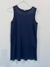 J.Crew Women's Navy Embellished Tank Dress Size XS Sleeveless Cotton