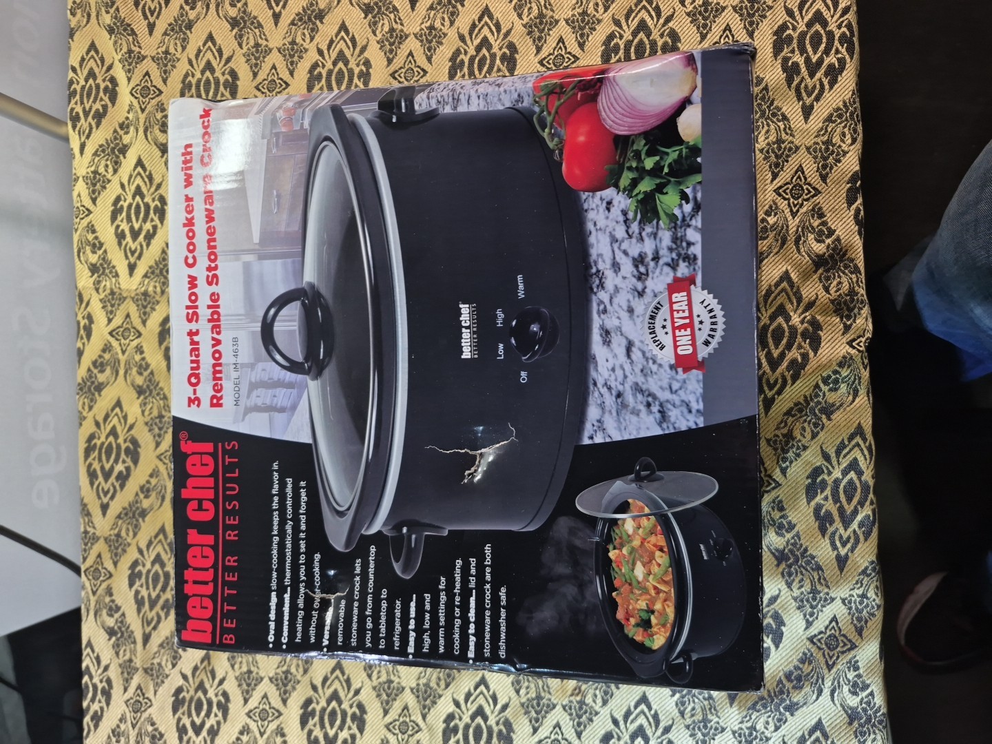 3-Quart Oval Slow Cooker with 3 Temperature Settings and Gla