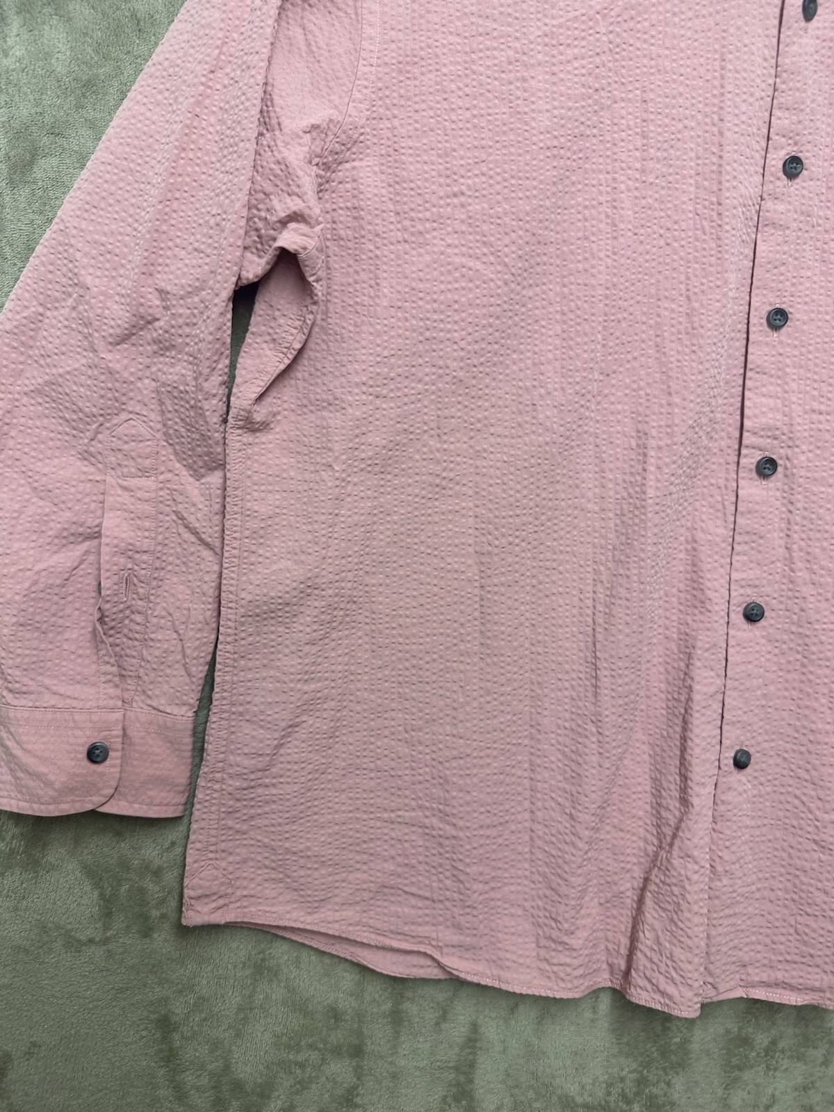 Proper Solid Pink krinkle Button Down Shirt Men’s… - image 3