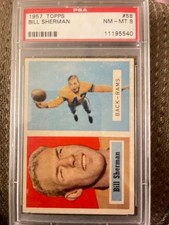 1957 TOPPS BILL SHERMAN #58 NM-MT psa graded 8 BEAUTIFUL CARD