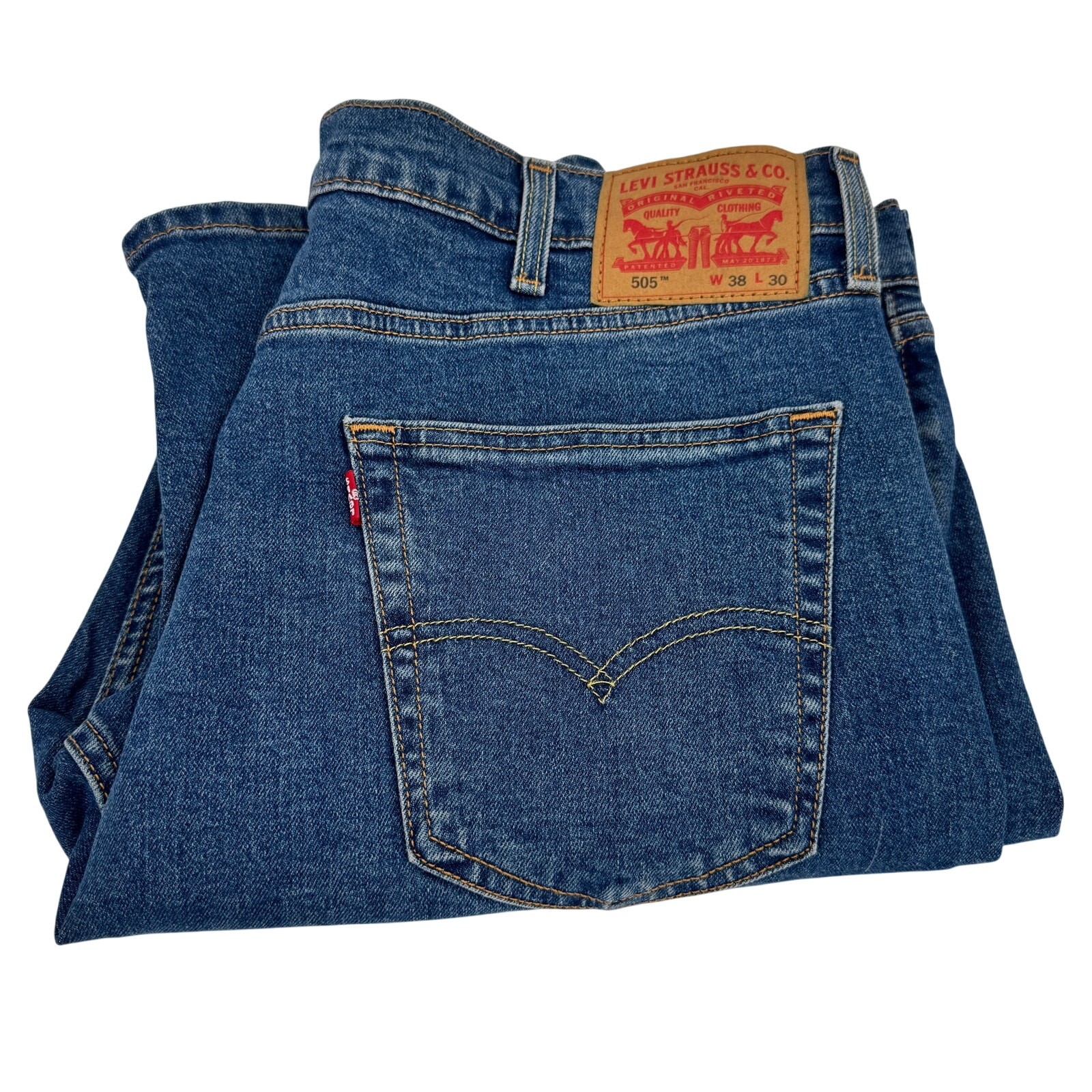 Levi's 505 Jeans Mens 38x30 ACTUAL Regular Fit Straight Leg Blue Denim