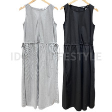 UNIQLO Waist Gather Dress S-3XL Sleeveless Striped Drawstring Women 487707 NWT