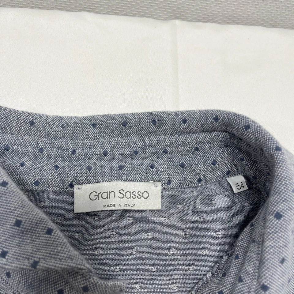 Polo Gran Sasso Para Hombre Estampado Geométrico Gris Azul Algodón Talla 54 XL Algodón Foto 2 de 4