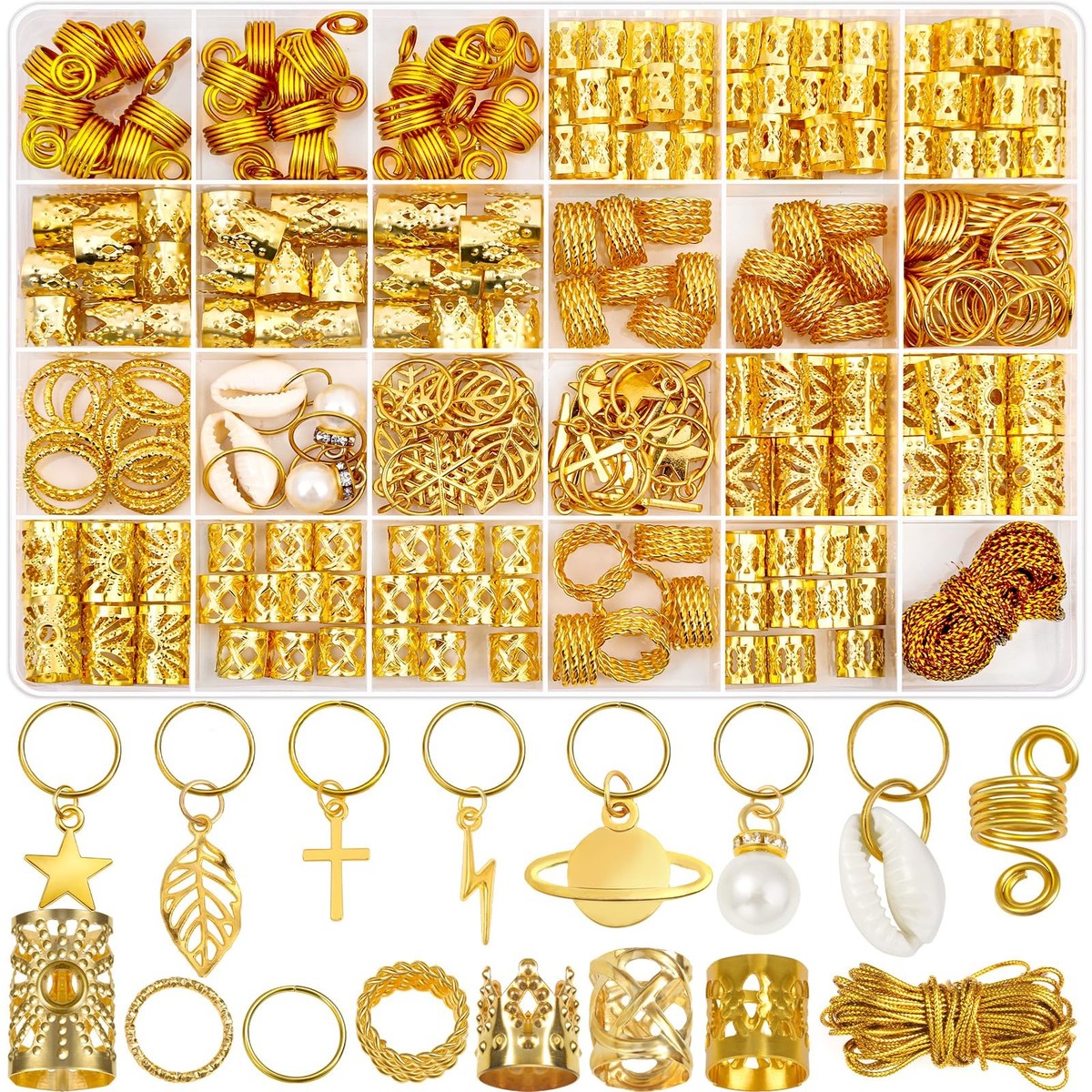 259 Pcs Hair Jewelry, Hair Accessories for Braids Silver Loc
