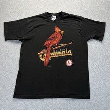 Vintage 90s St Louis Cardinals Shirt Extra Large XL Black Single Stitch Baseball