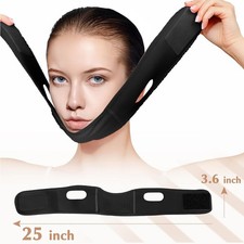 Reusable V Line Face Lifting Mask Chin Strap Jawline Slimming Support Black