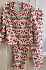 Hanna Andersson Womens XXL 2XL Deer Dear Flannel Holiday Pajamas 2-Pc Set PJs