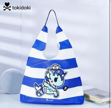 Tokidoki Canvas Tote Purse Shoulder Bag Sailor Unicorno Handbag Blue/White CUTE