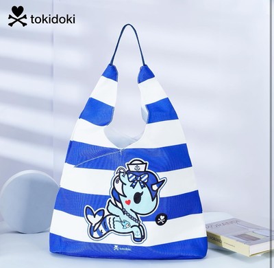 Tokidoki Canvas Tote Purse Shoulder Bag Sailor Unicorno Handbag Blue/White CUTE